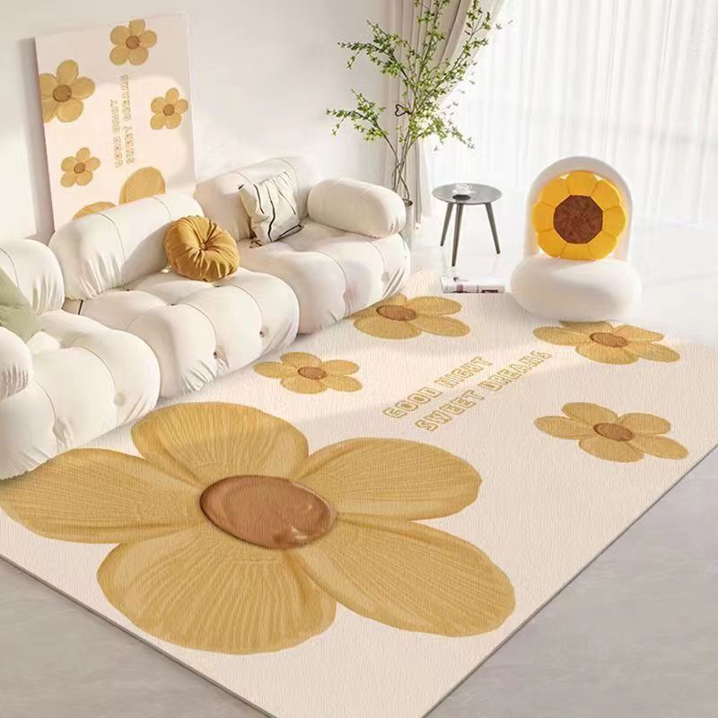 Light Luxury Small Flower Crystal Velvet Carpet Full Cover Home Living Room Sofa Table Carpet Wear-Resistant Non-Slip Easy-Care Carpet