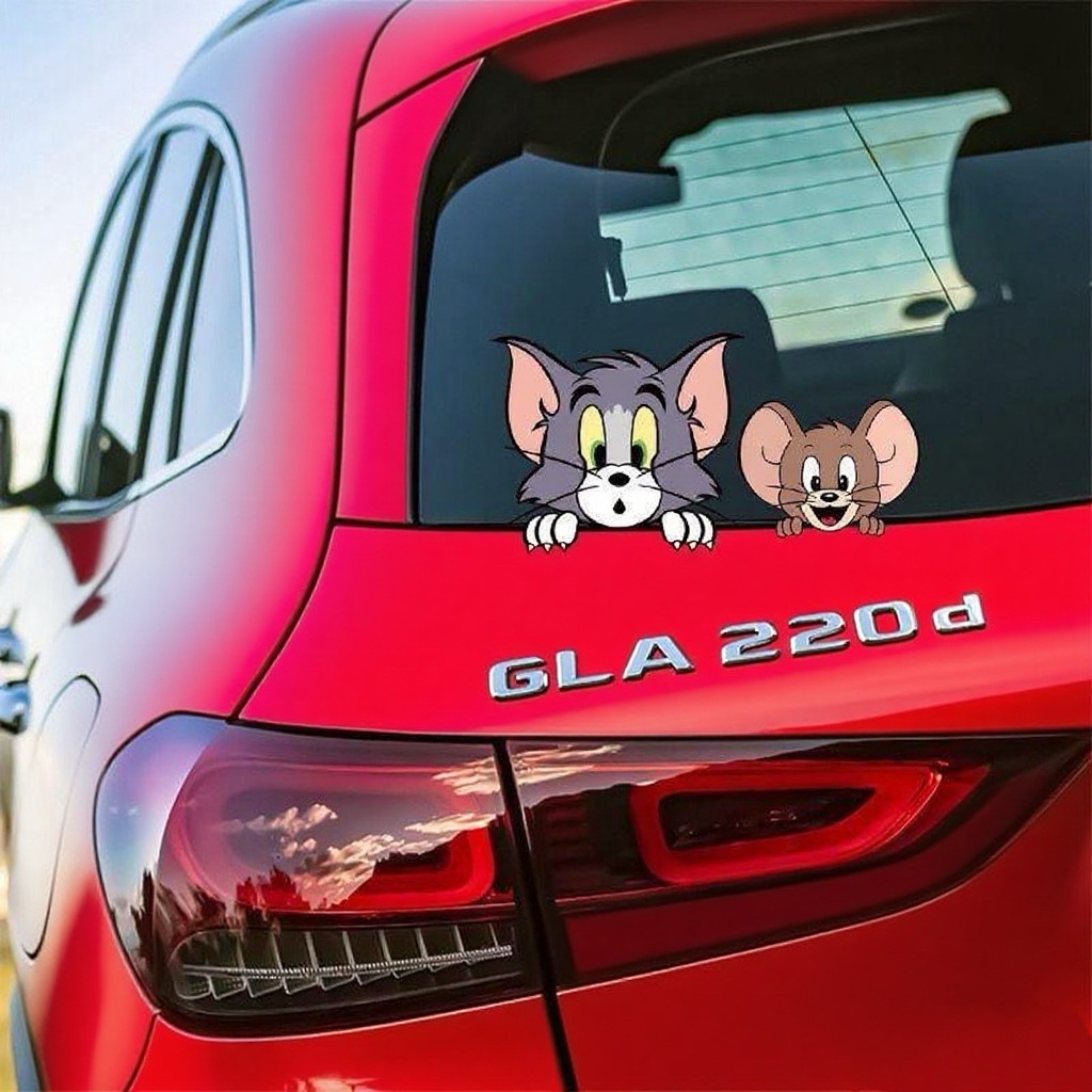 汽车电动车贴创意摩托划痕贴卡通车身遮挡贴纸猫和老鼠动漫窗装饰
