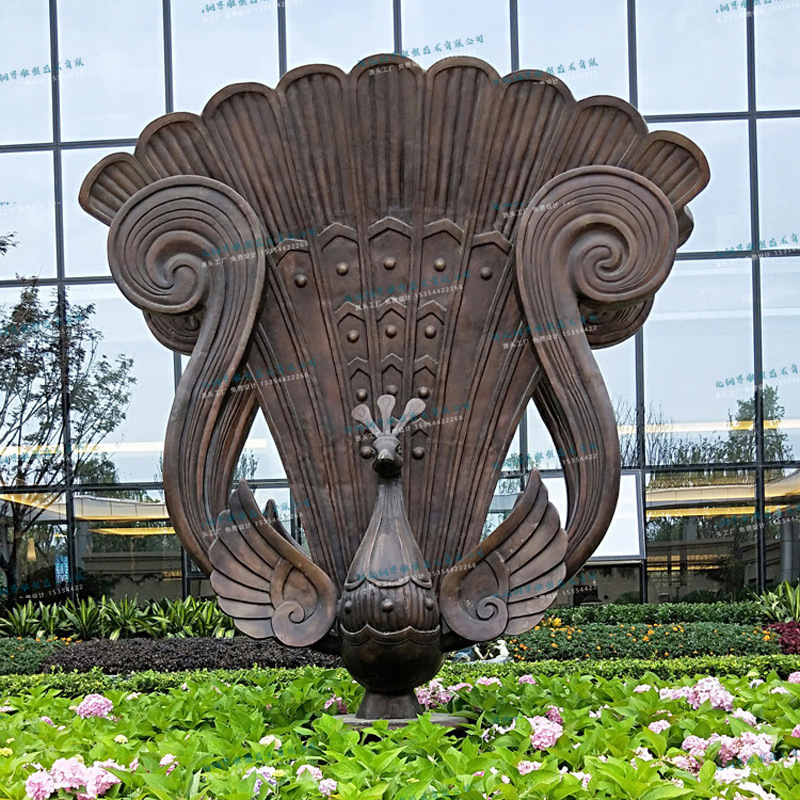 孔雀开屏雕塑铸铜动物吉祥凤凰雕像户外园林花园景观天鹅鸟类摆件