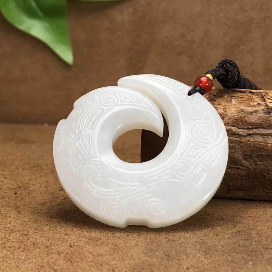 新疆天然和田玉籽料一级白时来运转玉牌配饰礼品带证书一件代发sg