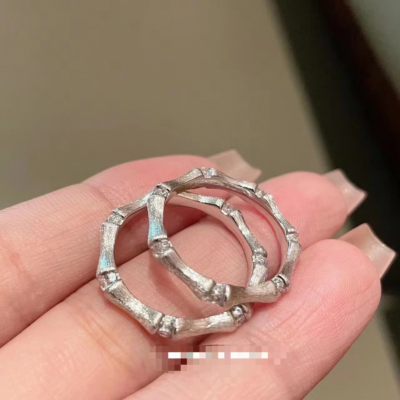 意大利中古拉丝轻奢高级感珠宝925纯银拉丝工艺锻面竹节戒指新款