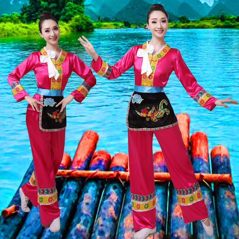 刘三姐女服装演出服民族壮族成人阿牛哥的衣服围裙舞台刘三姐服装