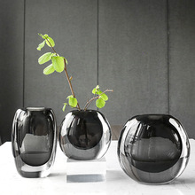 北欧轻奢创意简约网红玻璃花瓶玻璃摆件透明客厅插花花瓶高级感