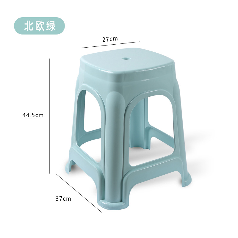 Thickened Plastic Stool Household Large Gear High Stool Stackable Chair Vulcanized Rubber Square Stool Nordic Student's Chair Wholesale