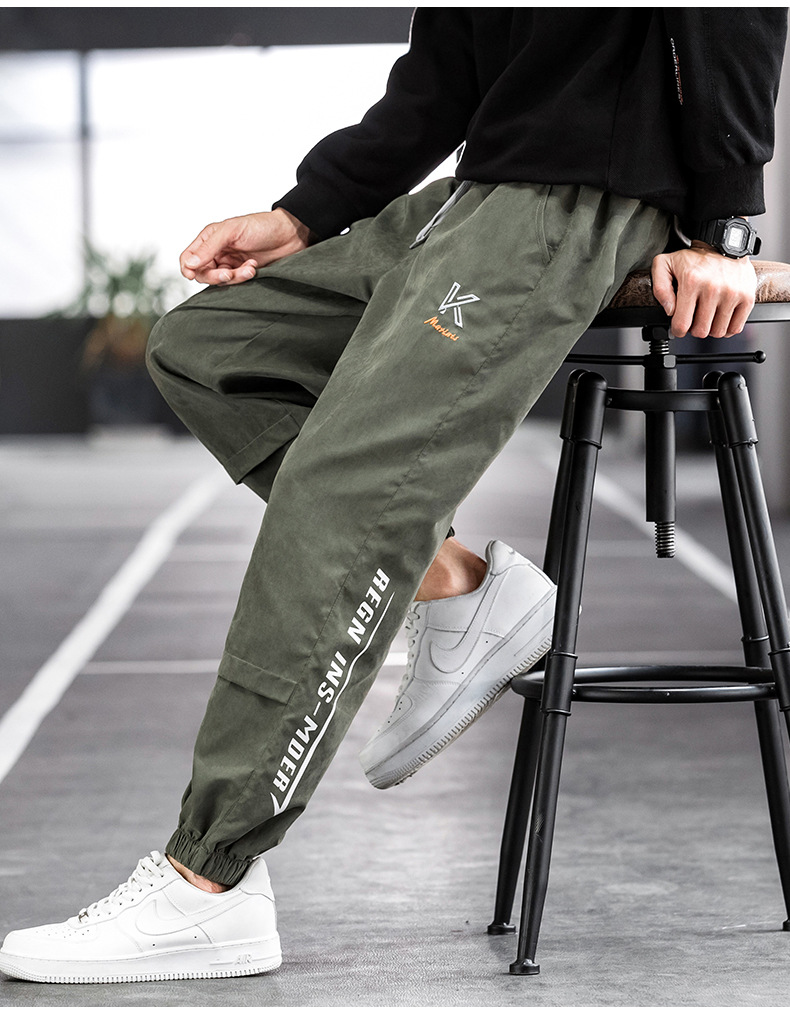 男士休闲裤2021新款青少年束脚九分裤潮流百搭哈伦裤男裤一件代销