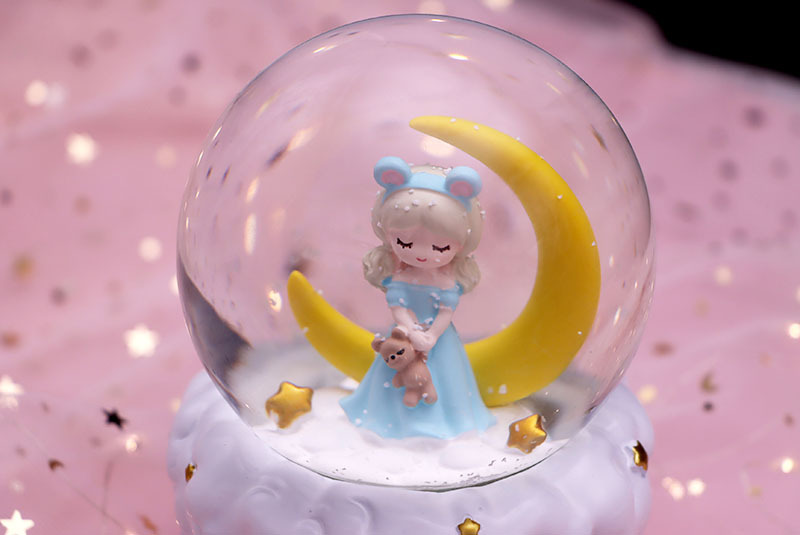 Moon Princess Crystal Ball Music Box Cartoon Ornaments Snow Light Student Creativity Gift Birthday Gift Boutique