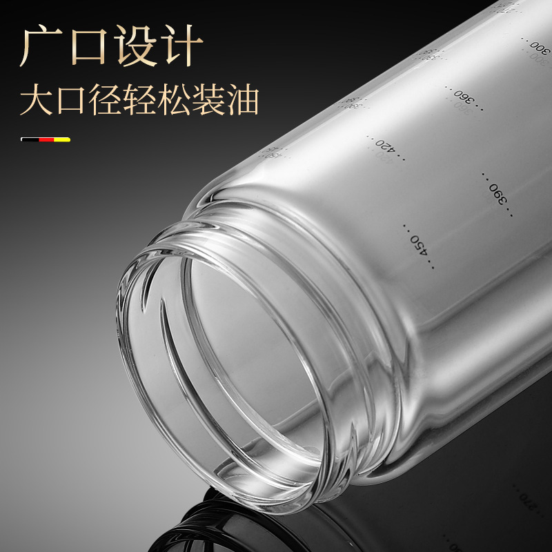 Automatic Opening and Closing Oil Pot Borosilicate Glass High Temperature Resistant Oil Bottle Sauce Vinegar Cooking Wine Bottle Gravity Leak-Proof Kitchen Supplies