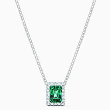 施家1：1原模版灵粹绿色方形项链女施华洛元素水晶锁骨链女厂代发