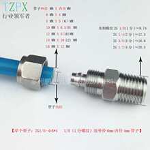 304不锈钢快拧接头气管螺纹直通终端四氟管软管pu管气动快速接头
