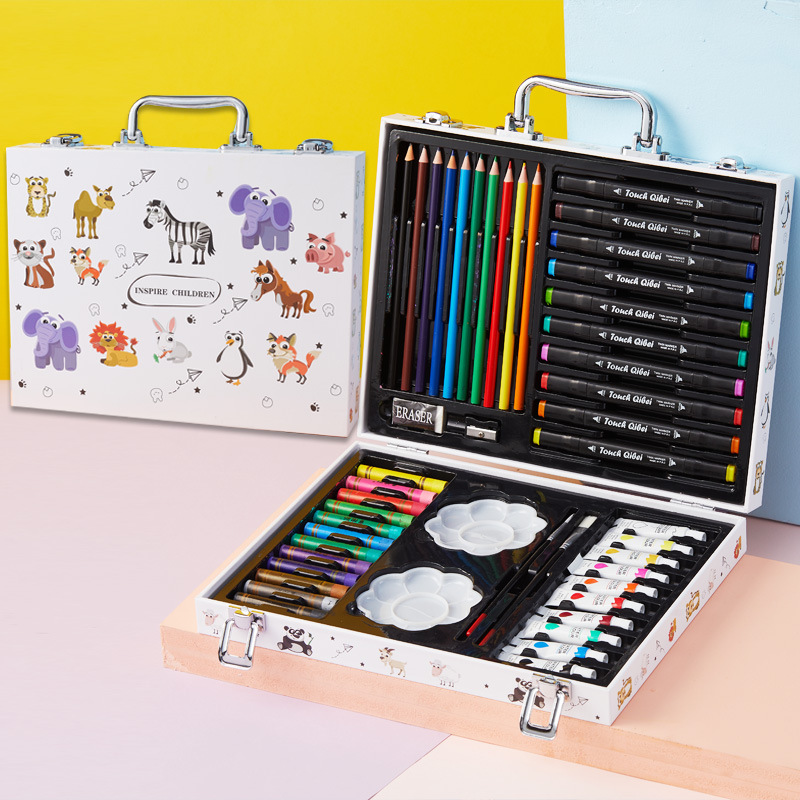 Brush Crayon Marker Pen Painting Kit Children Paintbrush Drawing Tools Watercolor Pens Set Student Art Gift Box