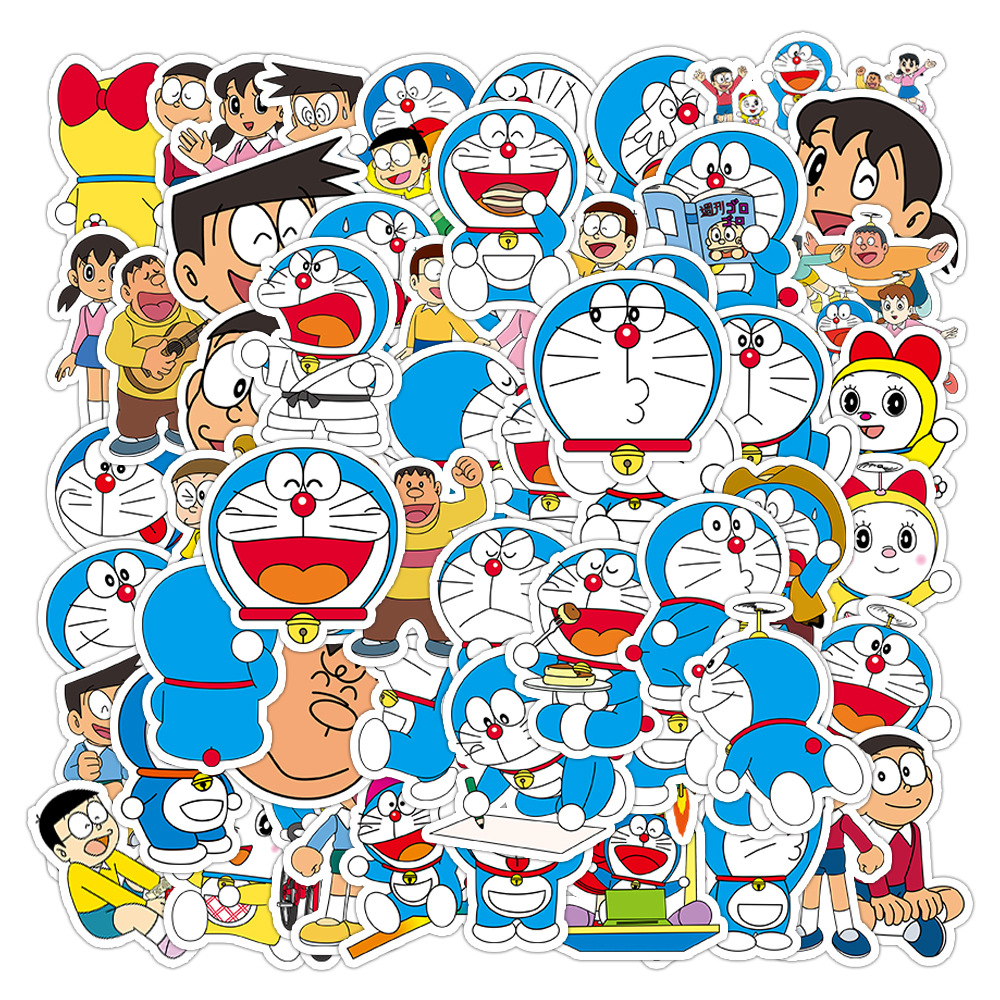 60张哆啦a梦机器猫卡通贴纸行李箱手机壳防水文具装饰sticke跨境