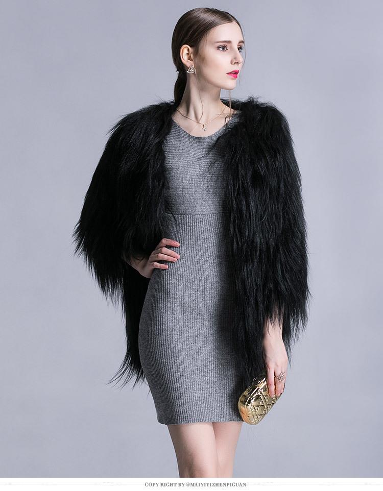 bys外贸批发欧美款海宁皮草外套女贝嫂同款evla同款中长款长毛外