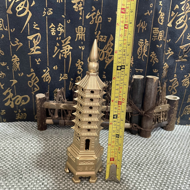 Metal Crafts Decoration Wenchang Tower Desk Office Decoration Decoration Seven-Layer Nine-Layer Brass Crafts Manufacturer