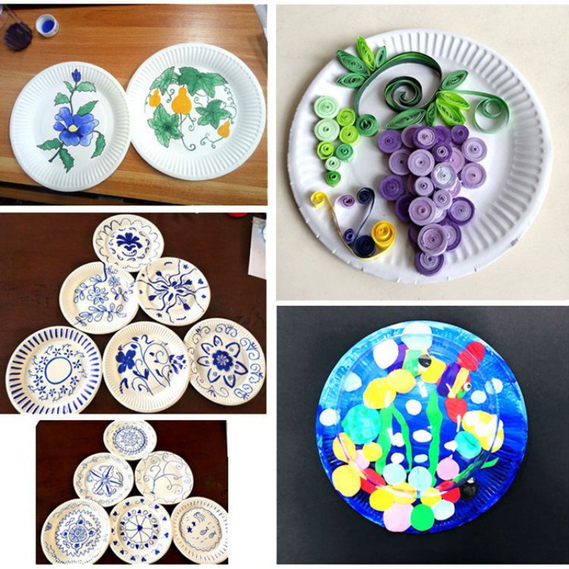 一次性纸盘白色子纸碟儿童绘画画涂鸦蛋糕盘幼儿园材料代货代销