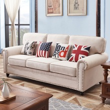 美式布艺沙发小户型客厅地中海田园风格三人位乳胶科技布沙发组合