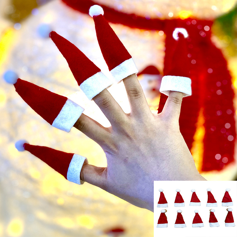 圣诞节装饰品棒棒糖帽小镜面球帽圣诞装饰帽子迷你小帽子无纺布