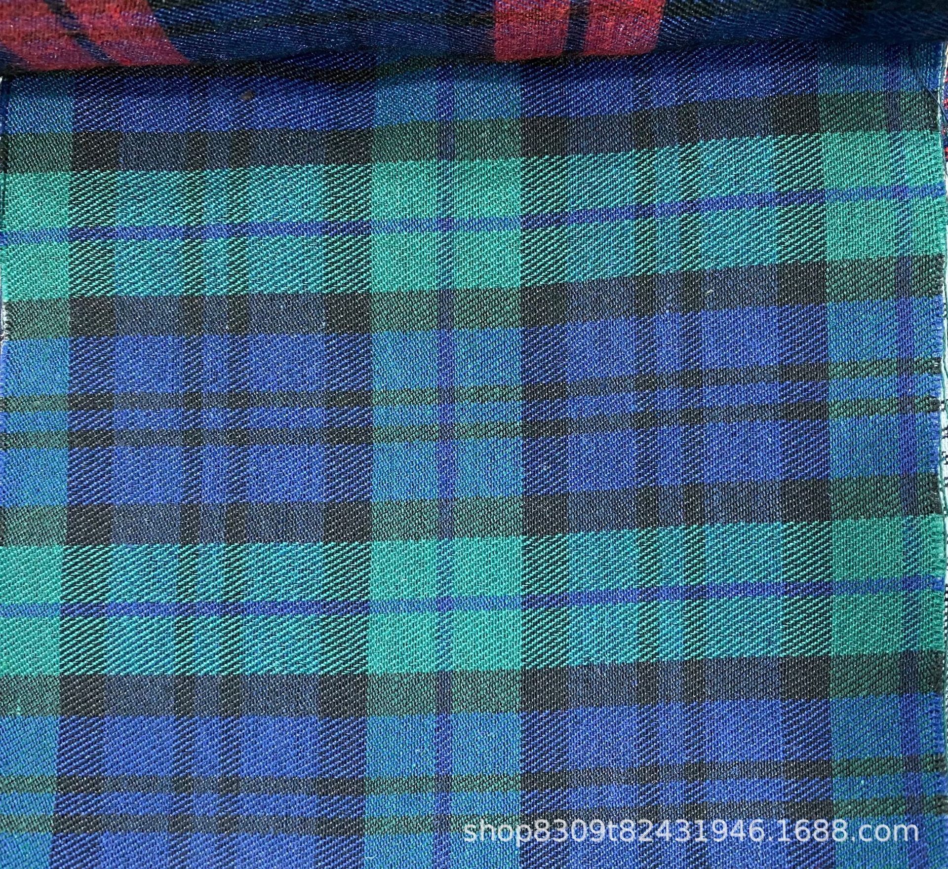 抖音网红斜纹涤棉色织时尚格子布衬衫裤子裙子色格子布料自家生产