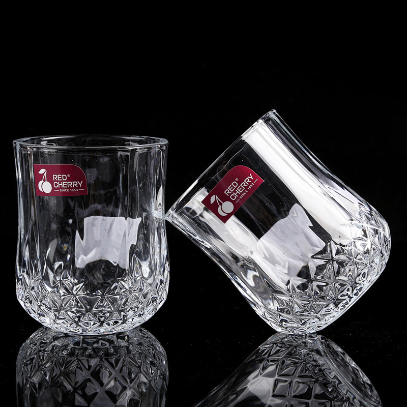 Factory Wholesale Glass Cup Whiskey Shot Glass Bar Beer Mug Embossed Pattern Glass Water Cup Breakfast Drink Cup