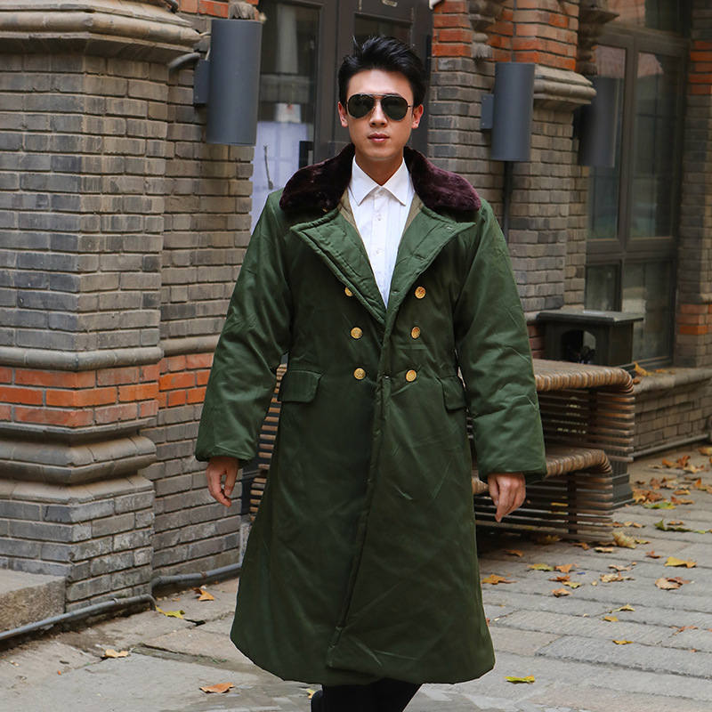 绿色军大衣冬季防寒加厚长款保暖热熔棉大衣劳保救灾棉工作服厂家