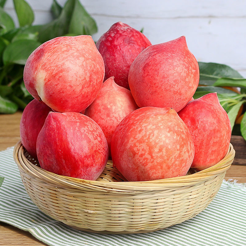 桃子批发陕西春雪水蜜桃新鲜现摘水果脆甜红不软突围毛桃跨境电商