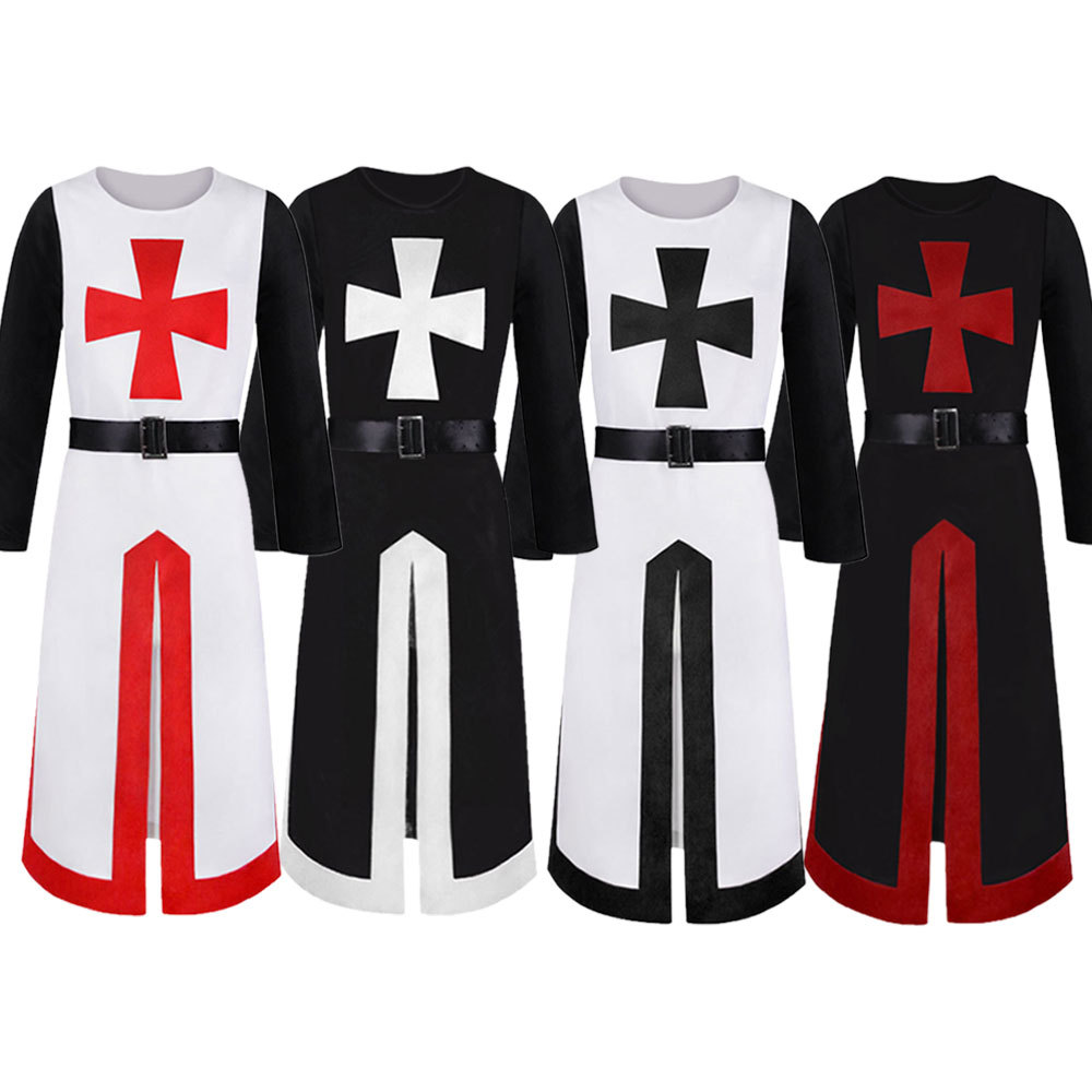 批发欧洲中世纪cosplay服装圣殿骑士团服万圣节舞会演出cos服现货