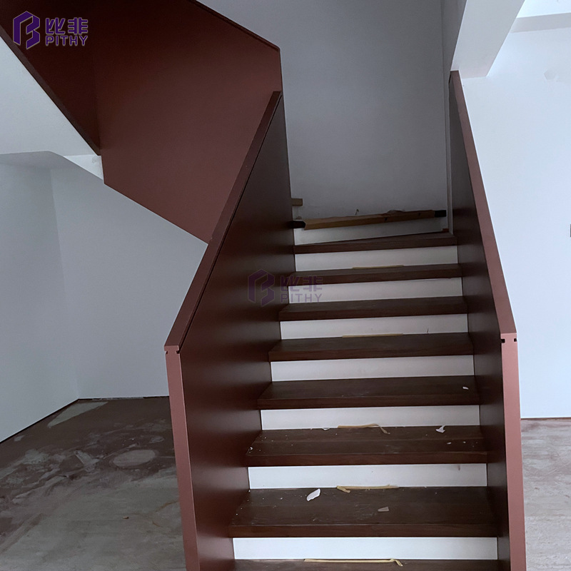 高端公寓住宅不锈钢钢板楼梯扶手轻奢现代简约钢板楼梯护栏围栏
