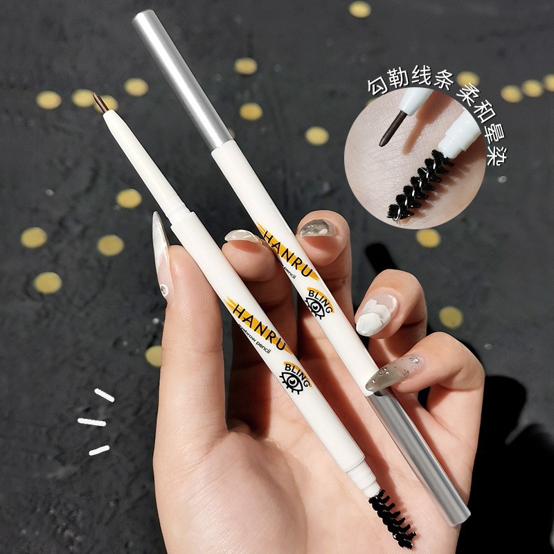 han ru double-headed eyebrow pencil ultra-fine ultra-fine pen point waterproof sweat-proof long lasting smear-proof makeup wild eyebrow cosmetics source factory