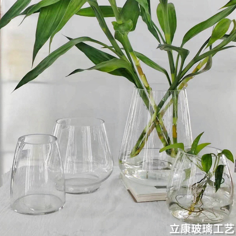 Factory Wholesale Transparent Glass Vase Desktop Flower Arrangement Home Decoration Decoration Aquatic Flowers Creative Simple Flower Device