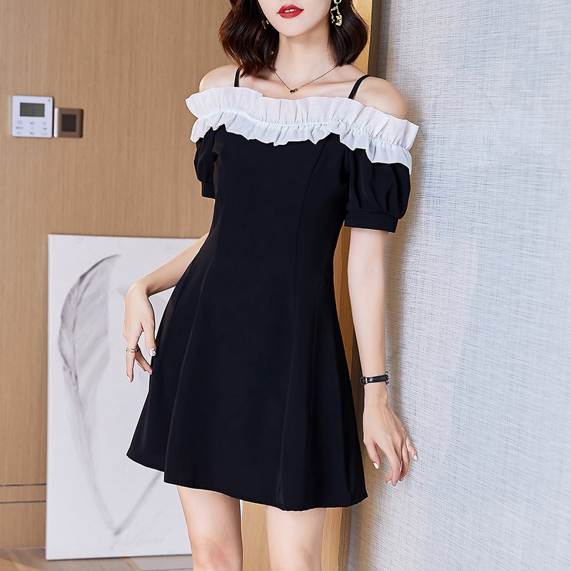 断码清仓一字肩吊带连衣裙女夏中长款打底裙宽2024夏季新款裙子