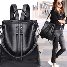 Female PU Leather Women&#39;s Backpack Bags Travel Bag b
