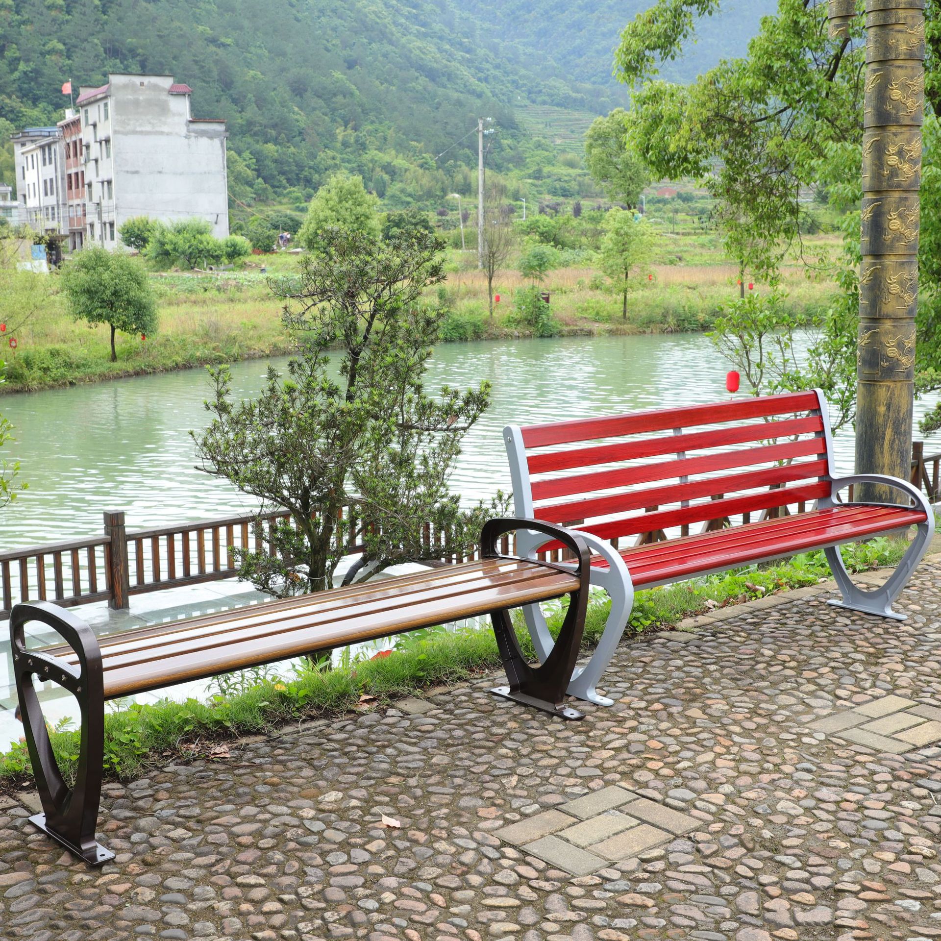 0成交624套高端公园椅铝合金座椅户外长椅庭院休闲铸铝靠背长