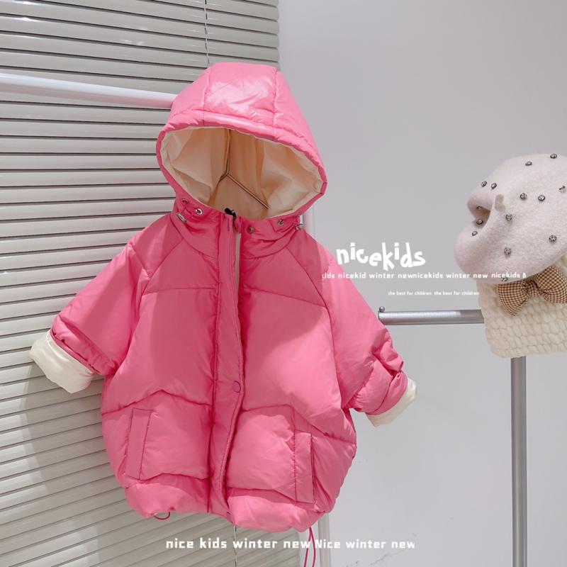 儿童洋气粉色女童连帽羽绒服宝宝90白鸭绒新款ins 小童一件代发