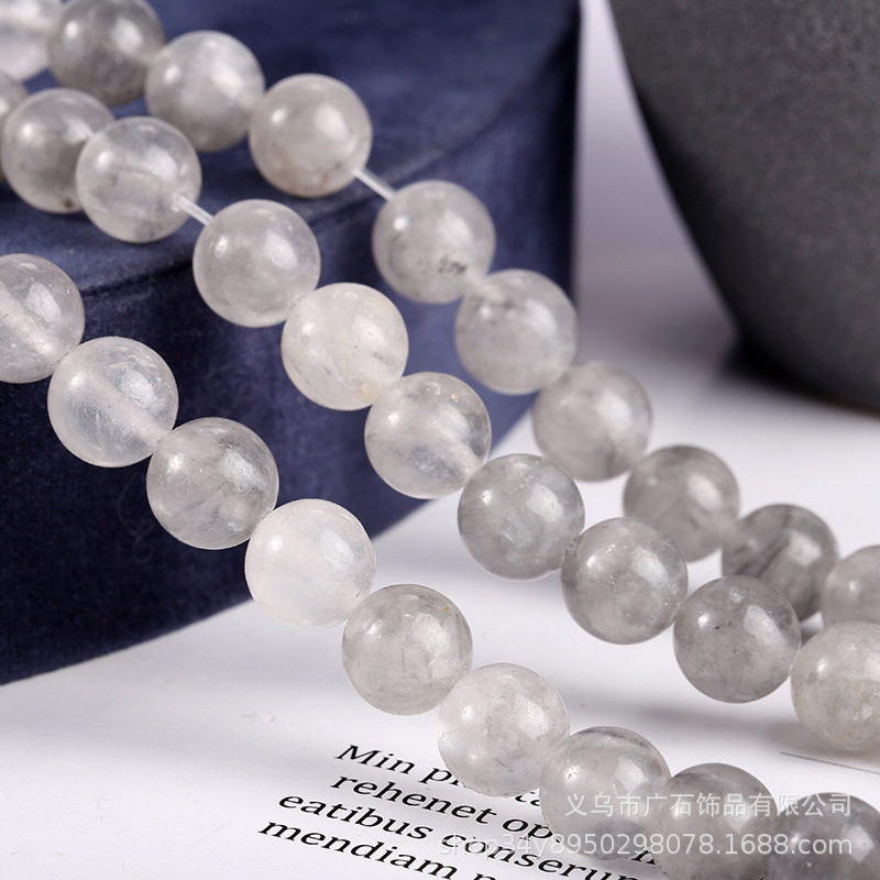 天然灰水晶云晶散珠半成品 diy情侣手工串珠手链项链饰品魔鬼水晶