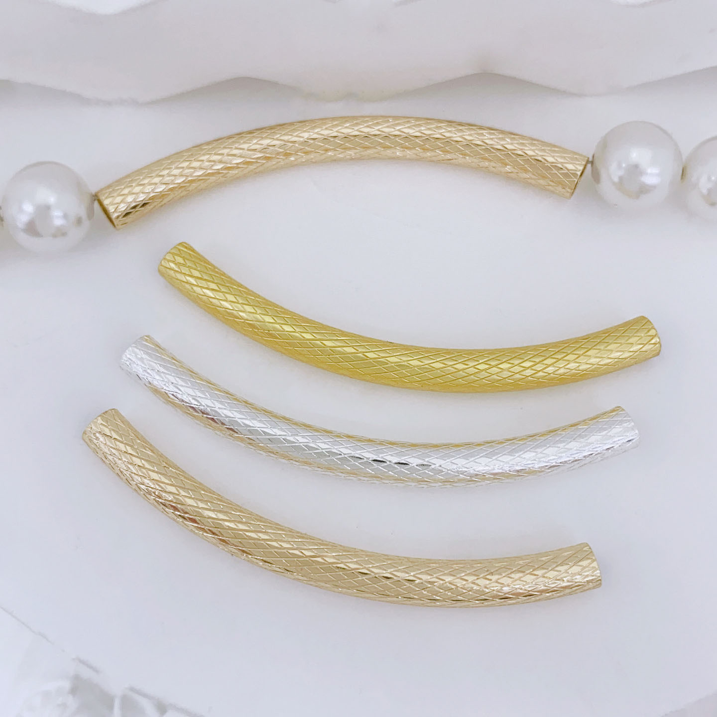 高保色空心管串珠子diy手串手链项链铜弯管手工饰品配件 a197