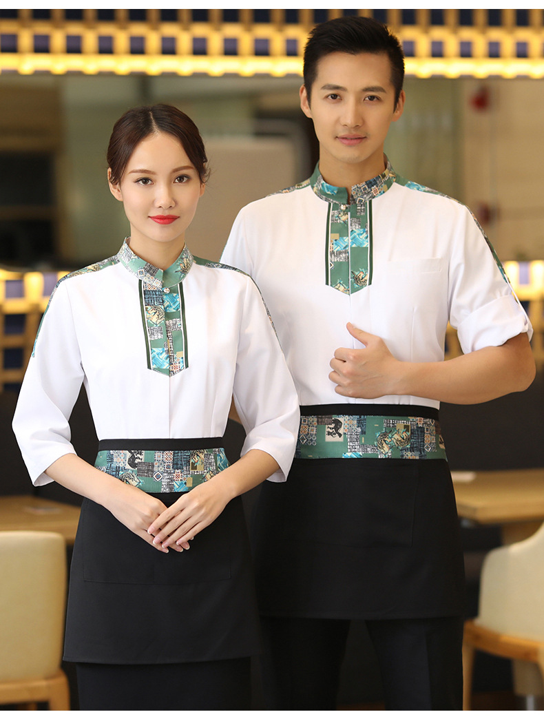 服务员工作服七分袖酒店中式茶餐厅餐饮服装火锅店西域风夏装定制