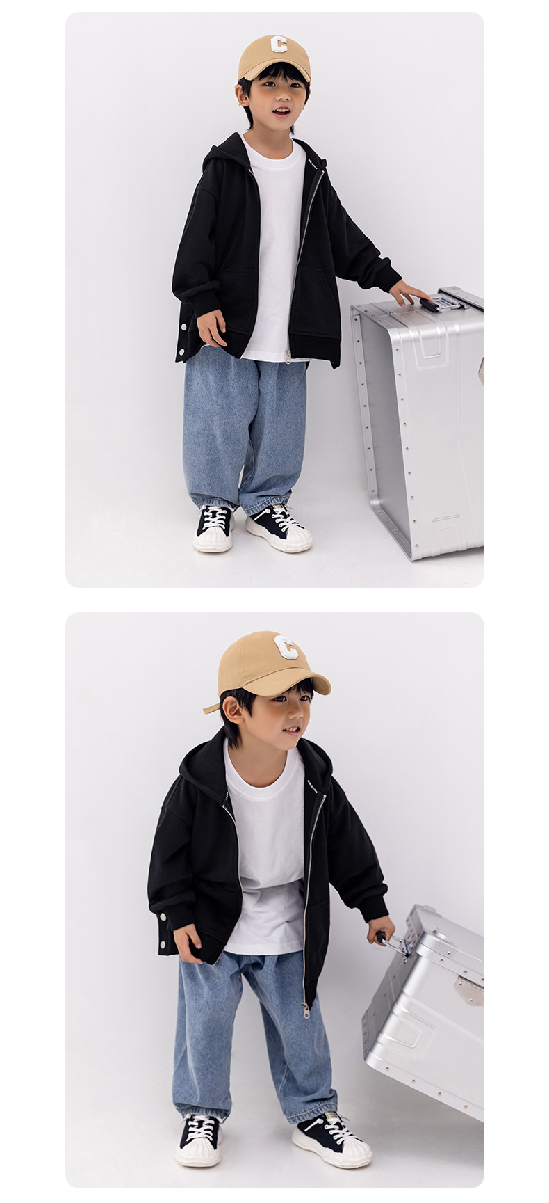 ek童装高街下摆开叉男童连帽卫衣街舞嘻哈中大儿童上衣小童服装潮