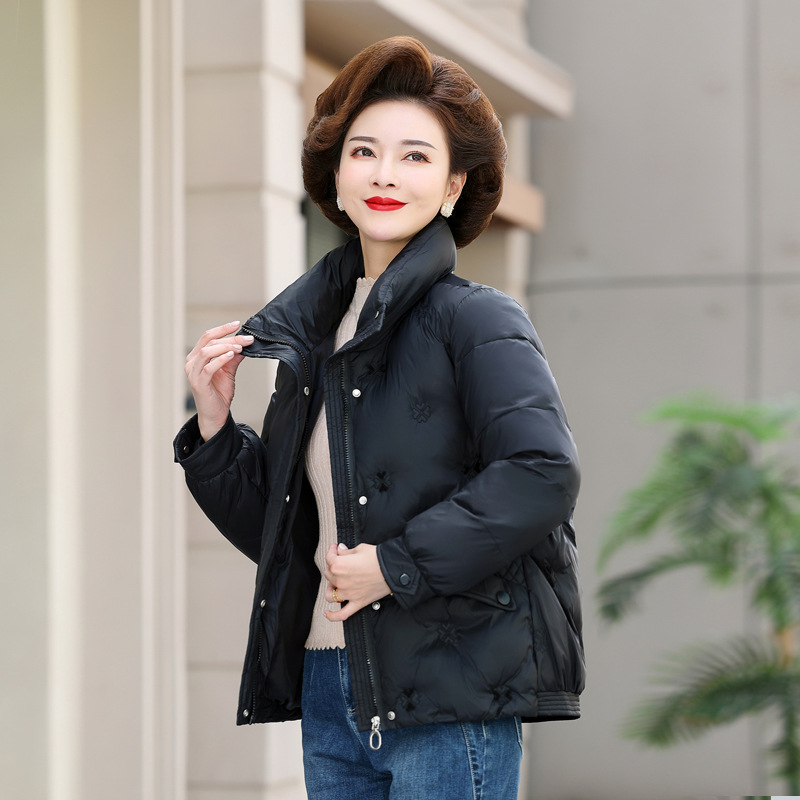 妈妈冬装羽绒棉衣服洋气短款棉袄新款中老年人冬季加厚外套女