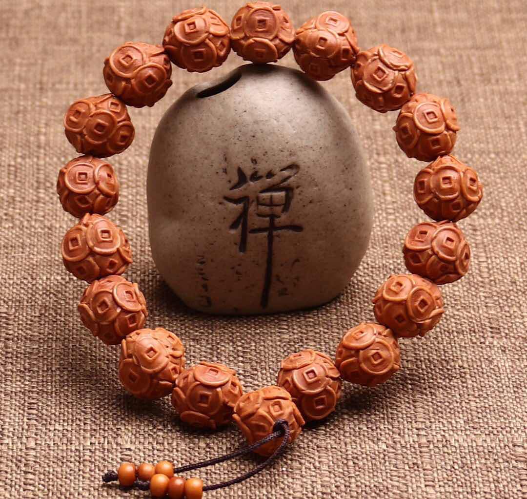 怡航轩橄榄核一名财神橄榄核雕配饰橄榄核鲨鱼背凤眼菩提子手串06