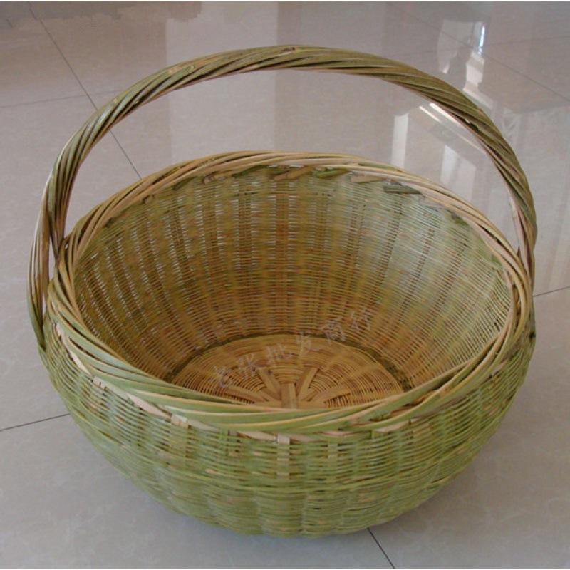 手工编菜蓝子竹编采摘手提篮采茶竹篓水果篮家用鸡蛋收纳筐竹篮子