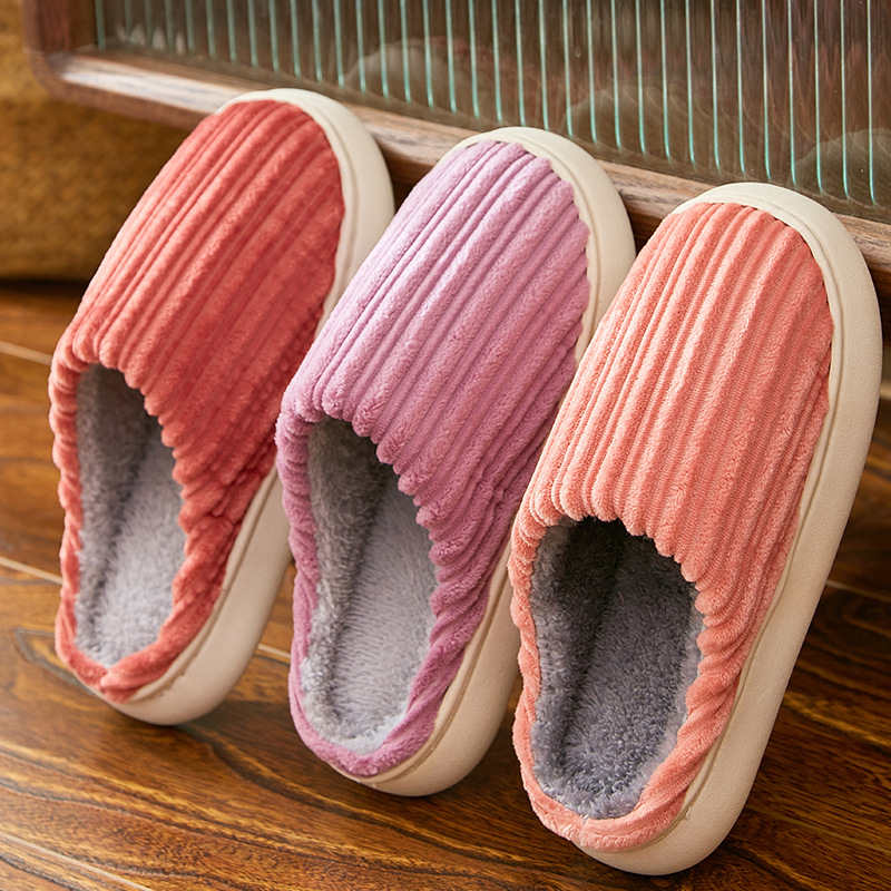 New Style Drooping Cotton Slippers Women's Indoor Home Non-Slip Warm Winter 2023 Plush Cotton Slippers Men's Home