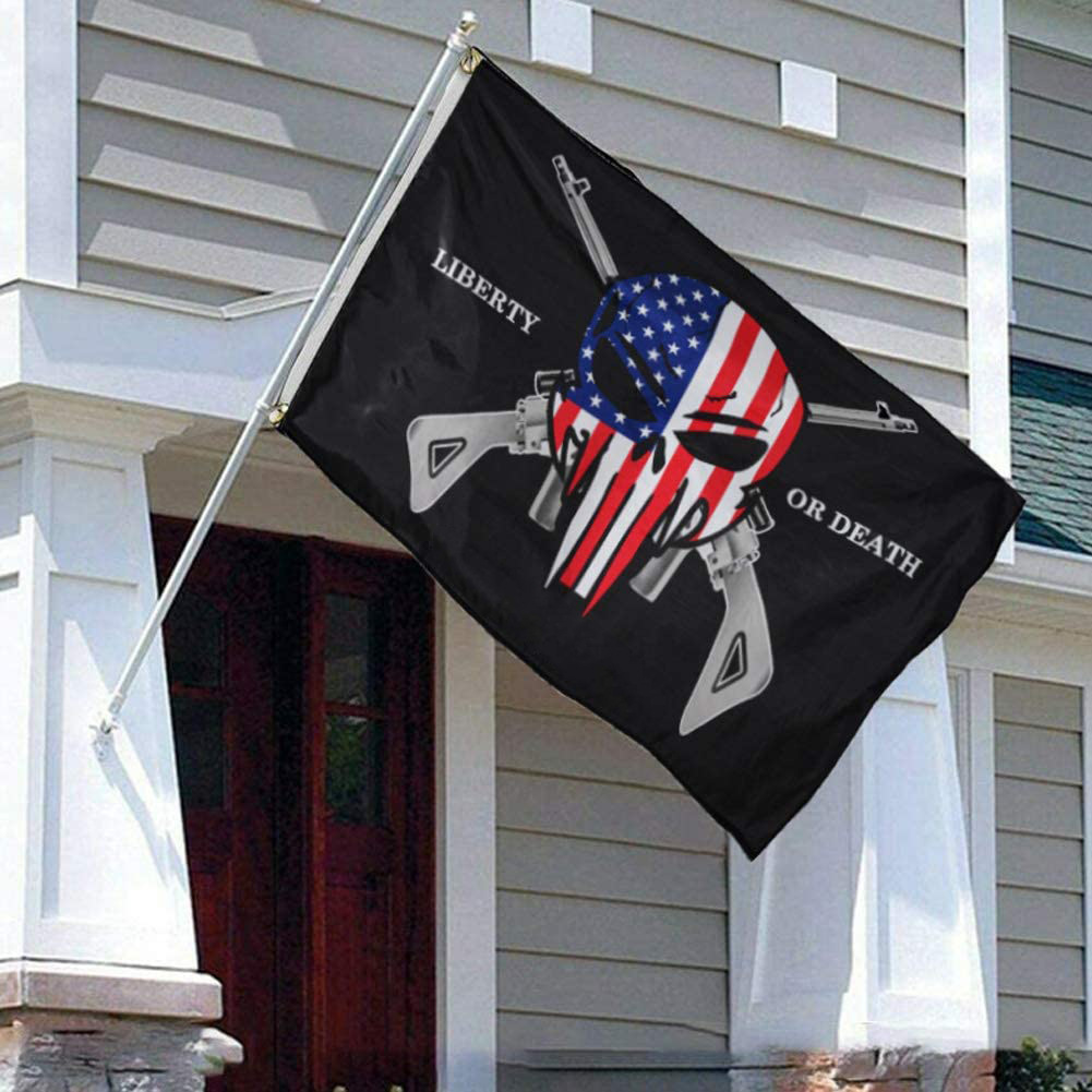 跨境美国惩罚者骷髅旗帜3*5ftliberty or death涤纶旗帜