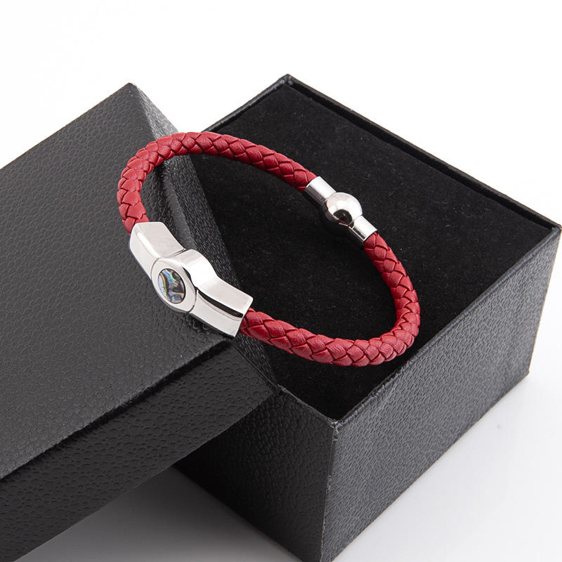 跨境皮革手镯投影手链女情侣手工编织本命年手链情侣手环闺蜜手绳