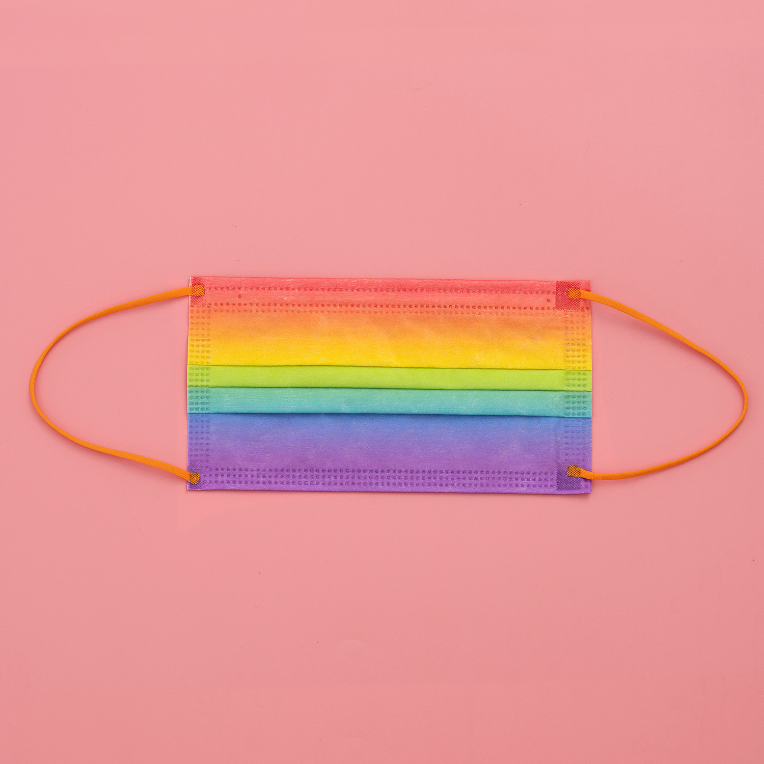 厂家现货批发供应同色耳绳彩虹彩色口罩三层含熔喷一次性防护mask