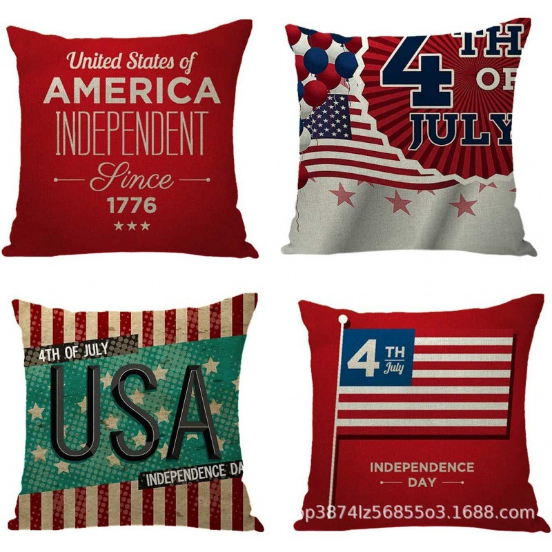 热销独立日图案 室内外装饰沙发抱枕靠枕套 厂家可批发来图做货