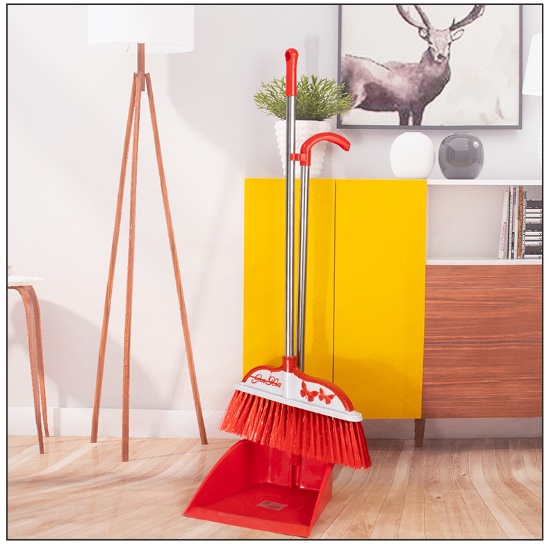 Broom Set Household Butterfly Stainless Steel Pipe Soft Fur Broom Garbage Shovel Broom Dustpan Broom Set Eight Buckets