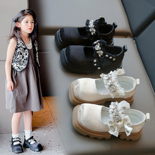 韩版女童英伦风皮鞋儿童珍珠春秋新款公主鞋小女孩时尚演出鞋现货