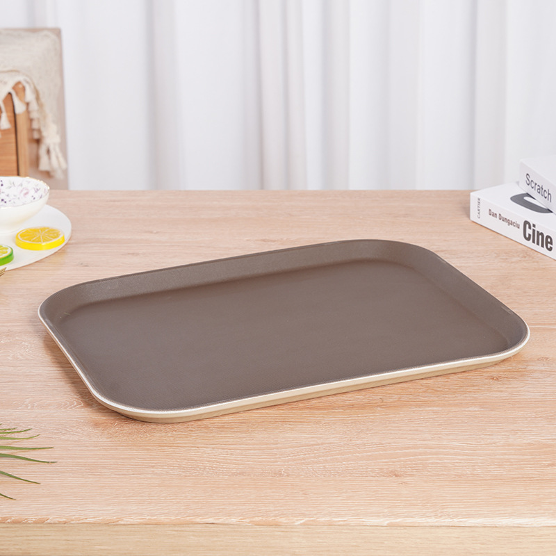 Hotel Restaurant Ktv Home Non-Slip Glass Fiber Tempered Pp Plastic Tray Rectangular Rubber Anti-Slip Tray