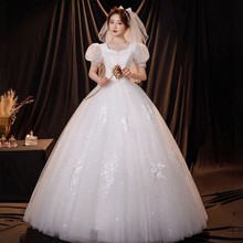 婚纱新娘2023新款白色孕妇小个子法式轻主简约大气公主风气质礼服