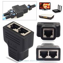 RJ45 Splitter Adapter 1 to 2 Dual Female Port CAT5/CAT 6跨境