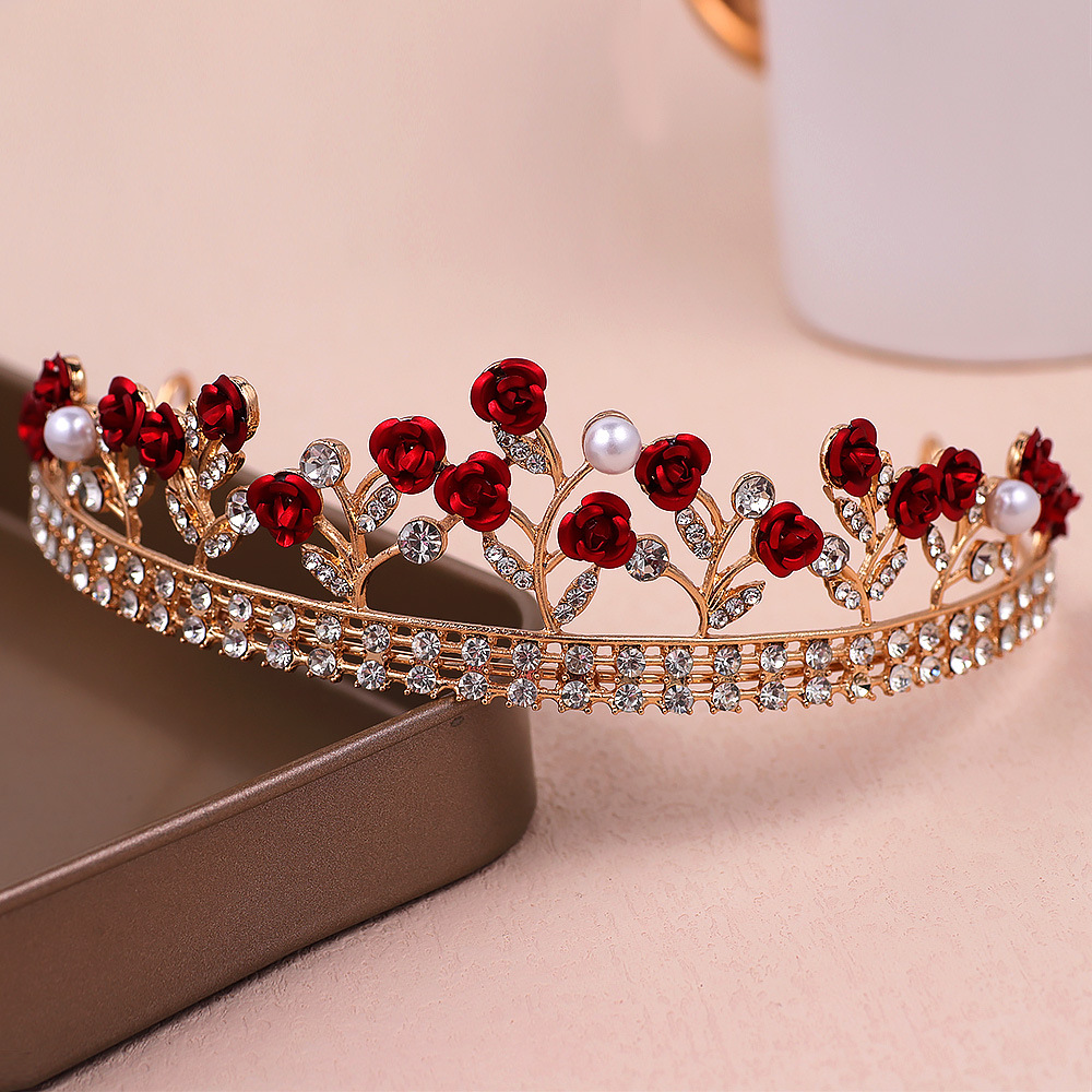 儿童皇冠头饰公主女童表演王冠水晶发箍小孩生日发卡饰品文艺复古